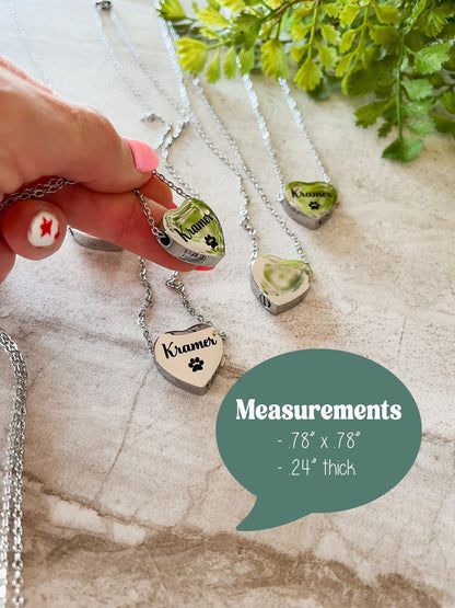 Personalized Heart Urn Memorial Necklace – Custom Engraved Cremation Jewelry for Human or Pet Ashes