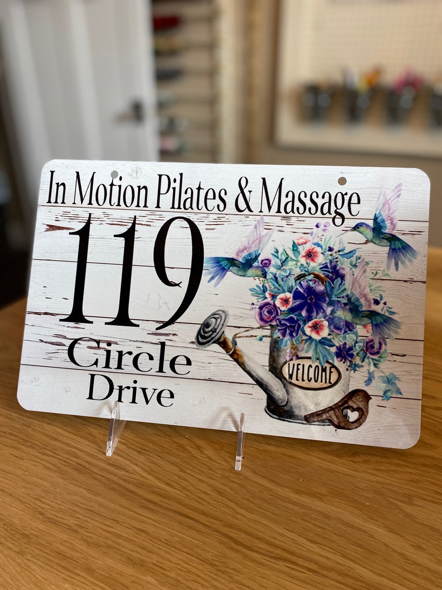 Hummingbird Watering Can Metal Address Sign – Personalized Yard & Lamp Post Sign