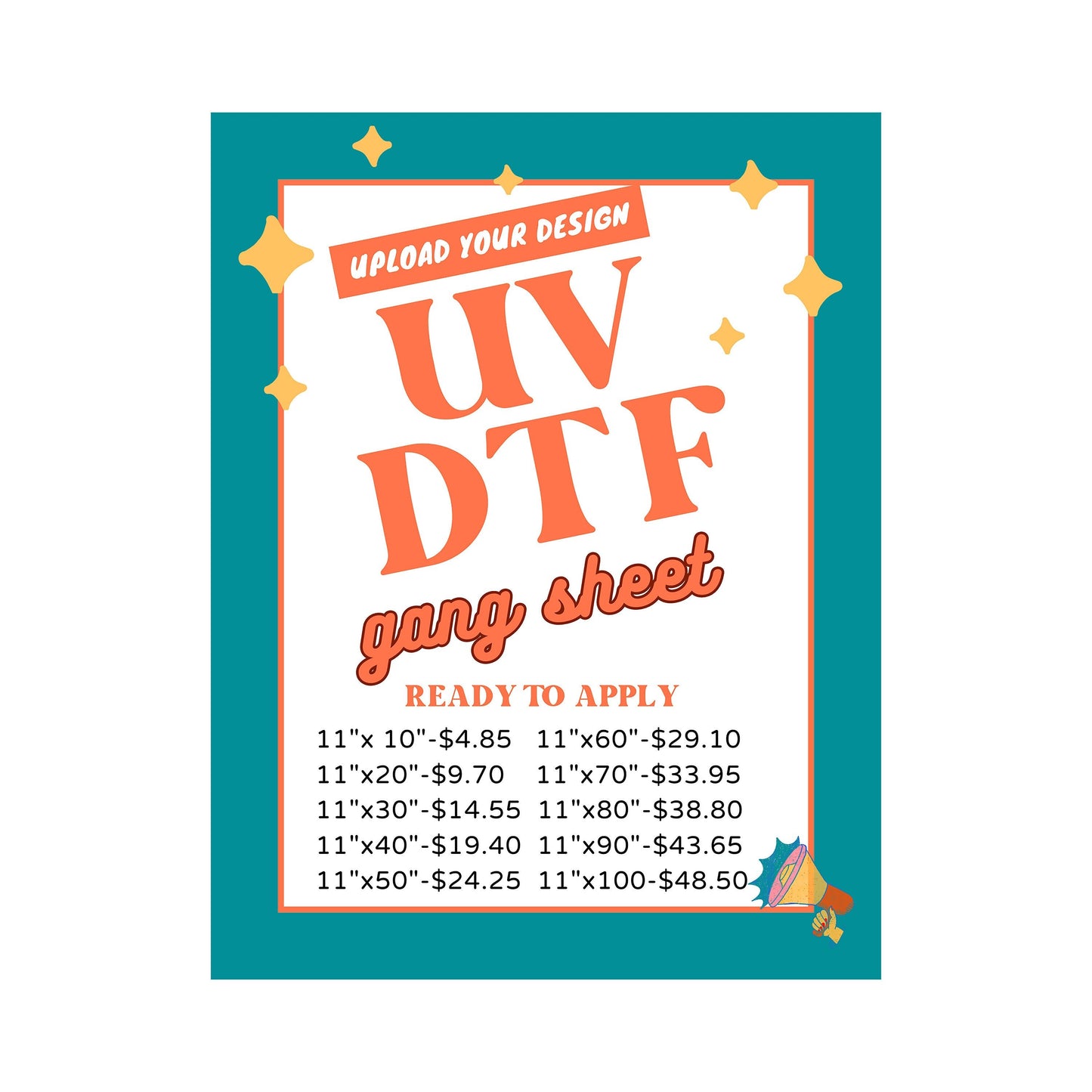 Custom UV DTF Gang Sheet – Ready to Apply Cup Wraps, Stickers & Transfers