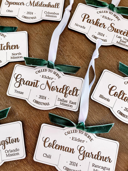 LDS Missionary Custom Engraved Christmas Ornament – Personalized Called to Serve Gift