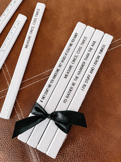 Personalized Carpenter Pencils – Engraved Funny Gift Set for Dad & Handyman