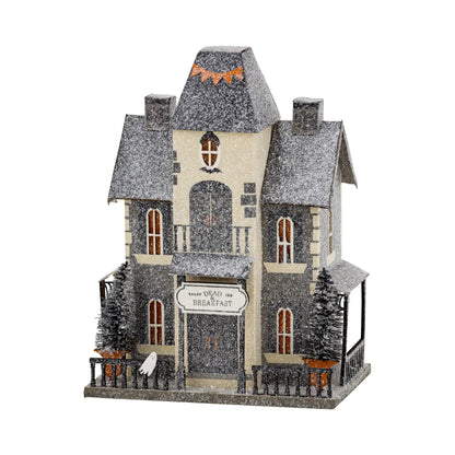 Lighted Haunted House Dead and Breakfast Inn- Halloween Village Decoration
