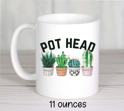 Pot Head Coffee Mug – Funny Plant Lover Gift for Women & Men
