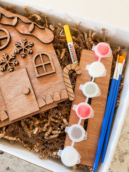 ❄️ Christmas DIY Gingerbread House Kit - Snowflakes – Paint & Build Holiday Craft Set for Kids & Adults