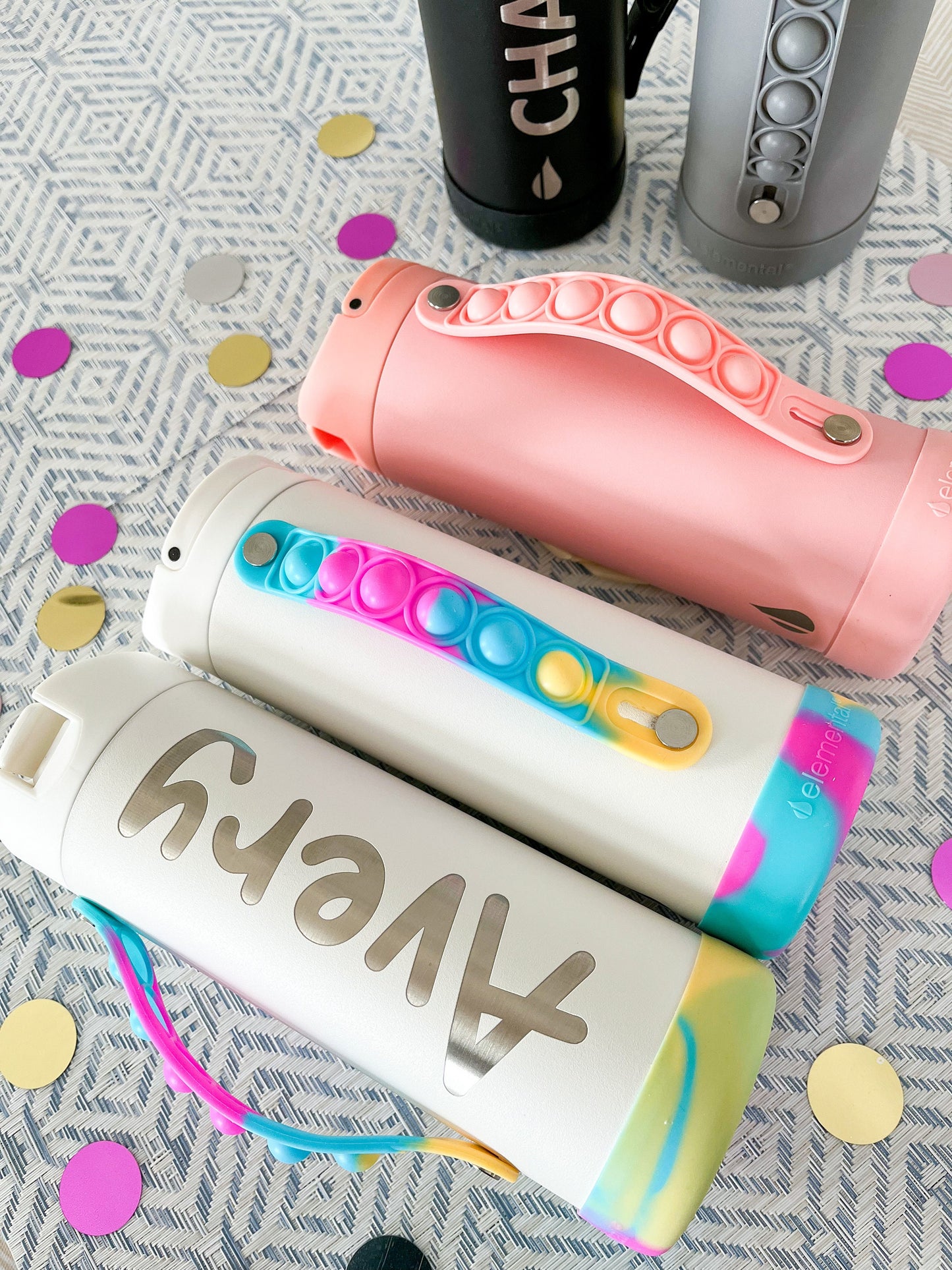 Personalized Engraved Kids Water Bottle with Straw – Custom Stainless Steel Tumbler, Insulated, Pop Handle