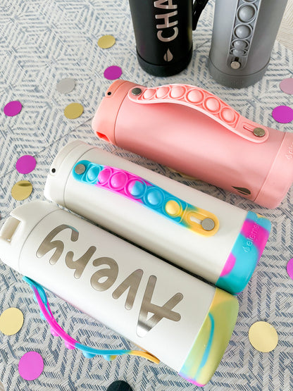 Personalized Engraved Kids Water Bottle with Straw – Custom Stainless Steel Tumbler, Insulated, Pop Handle