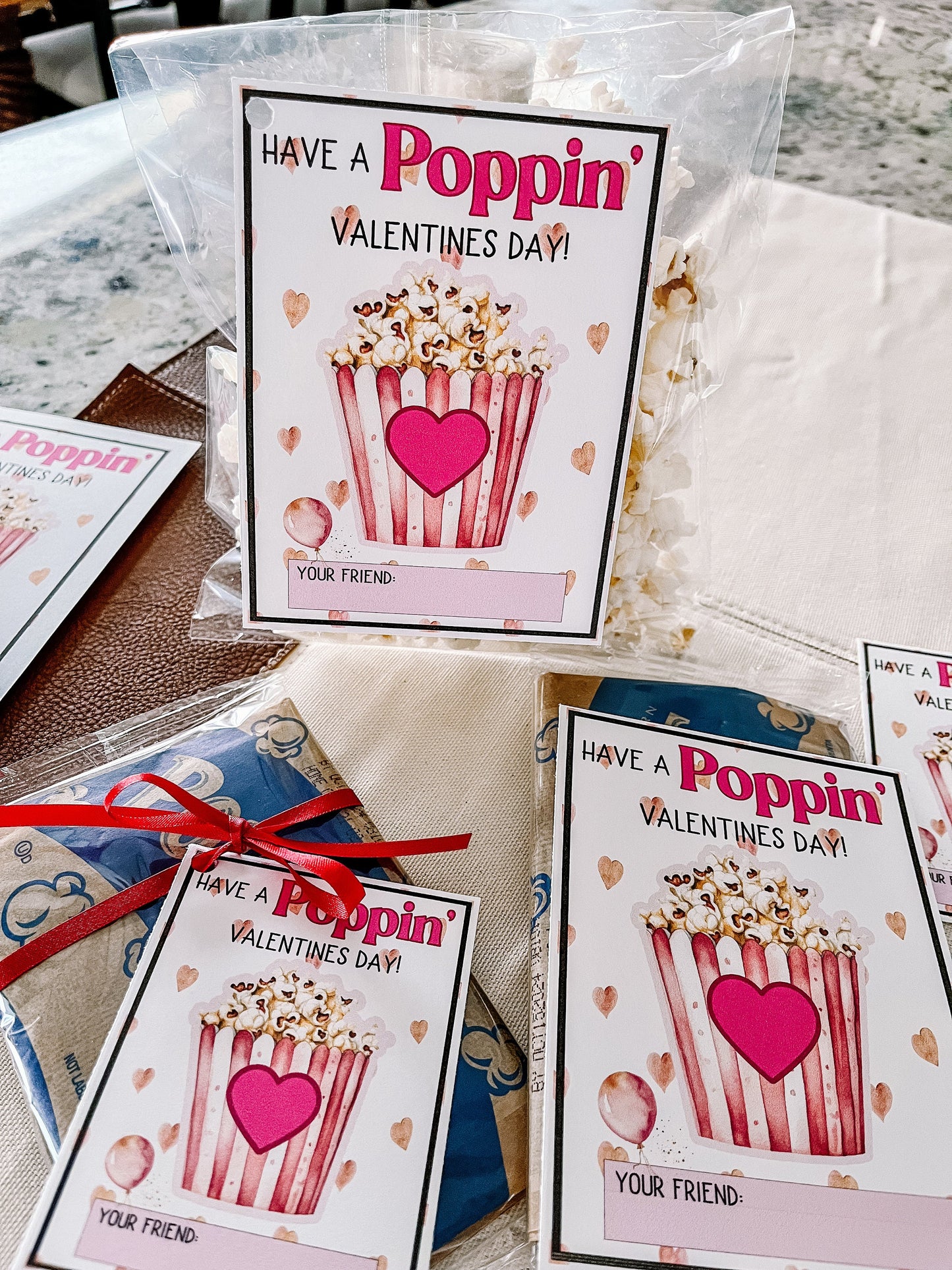 (Digital Download) Printable Valentine Card – “Have a Poppin’ Valentine’s Day” Classroom Gift for Kids