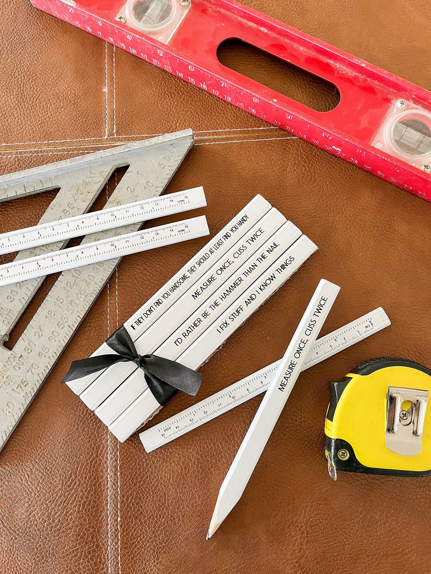 Personalized Carpenter Pencils – Engraved Funny Gift Set for Dad & Handyman