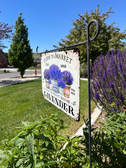 Hanging Garden Sign – Metal Flower Garden Décor, Outdoor Garden Sign, Hanging Lavender Yard Decoration