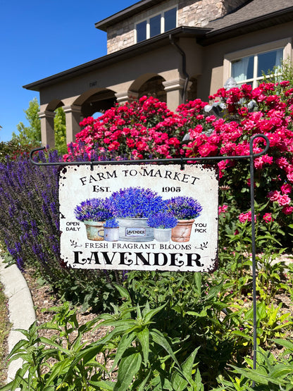 Hanging Garden Sign – Metal Flower Garden Décor, Outdoor Garden Sign, Hanging Lavender Yard Decoration