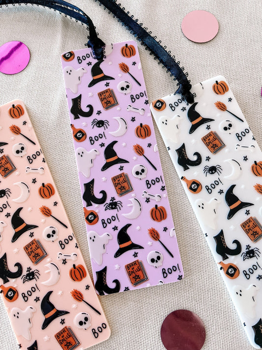 Ghost & Witch Bookmark – Spooky Cute Acrylic Halloween Bookmark