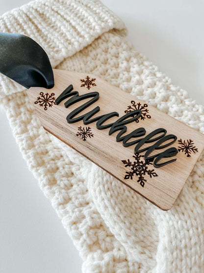 Personalized Wooden Stocking Name Tag – Custom 3D Christmas Decor