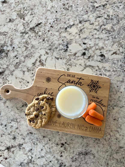 Custom Santa Tray – Personalized Wooden Cookies for Santa Plate with Engraved Design