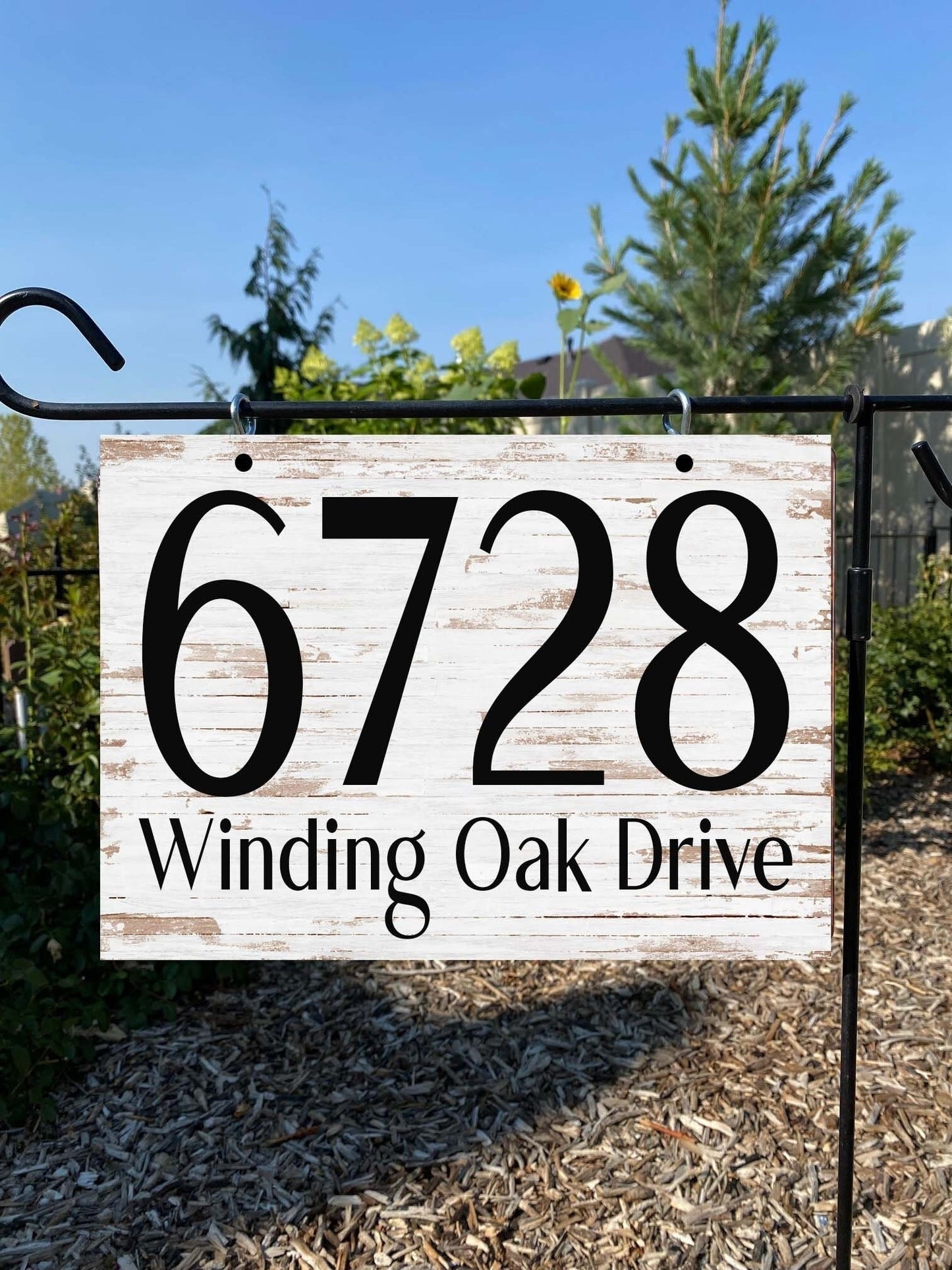 Metal Address Sign – House Number & Welcome Sign for Yard, Lamp Post, or Mailbox