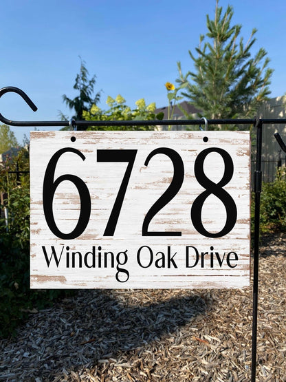 Metal Address Sign – House Number & Welcome Sign for Yard, Lamp Post, or Mailbox