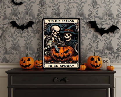 Tis the Season to Be Spooky Tarot Card Wall Art – Halloween Metal Sign