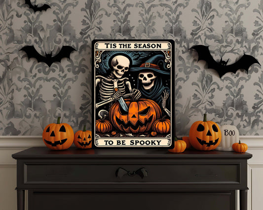Tis the Season to Be Spooky Tarot Card Wall Art – Halloween Metal Sign