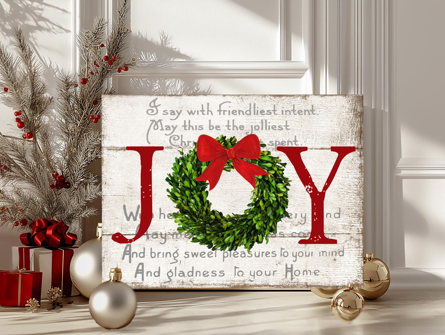 Rustic Metal Christmas Sign – Joy to the World Farmhouse Wall Art for Indoor & Outdoor Decor