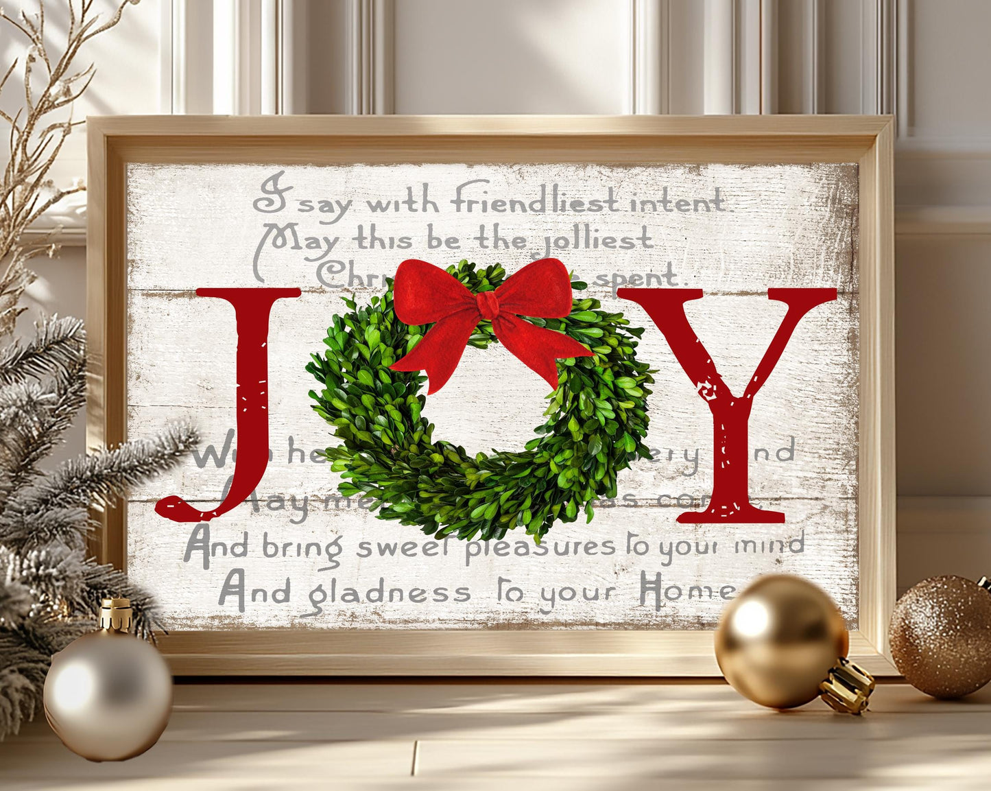 Rustic Metal Christmas Sign – Joy to the World Farmhouse Wall Art for Indoor & Outdoor Decor