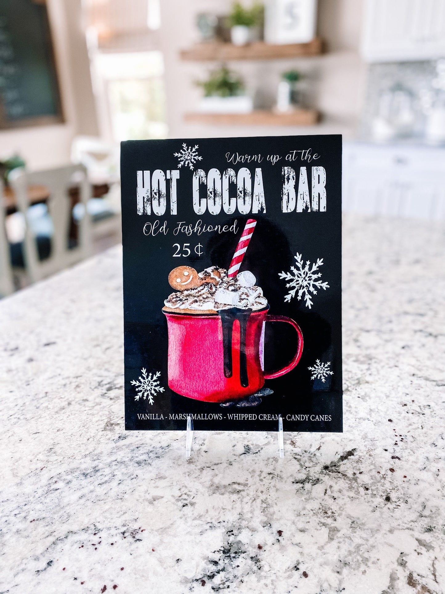 Hot Cocoa Bar Decor Sign – Old Fashioned Hot Chocolate Indoor Christmas Sign