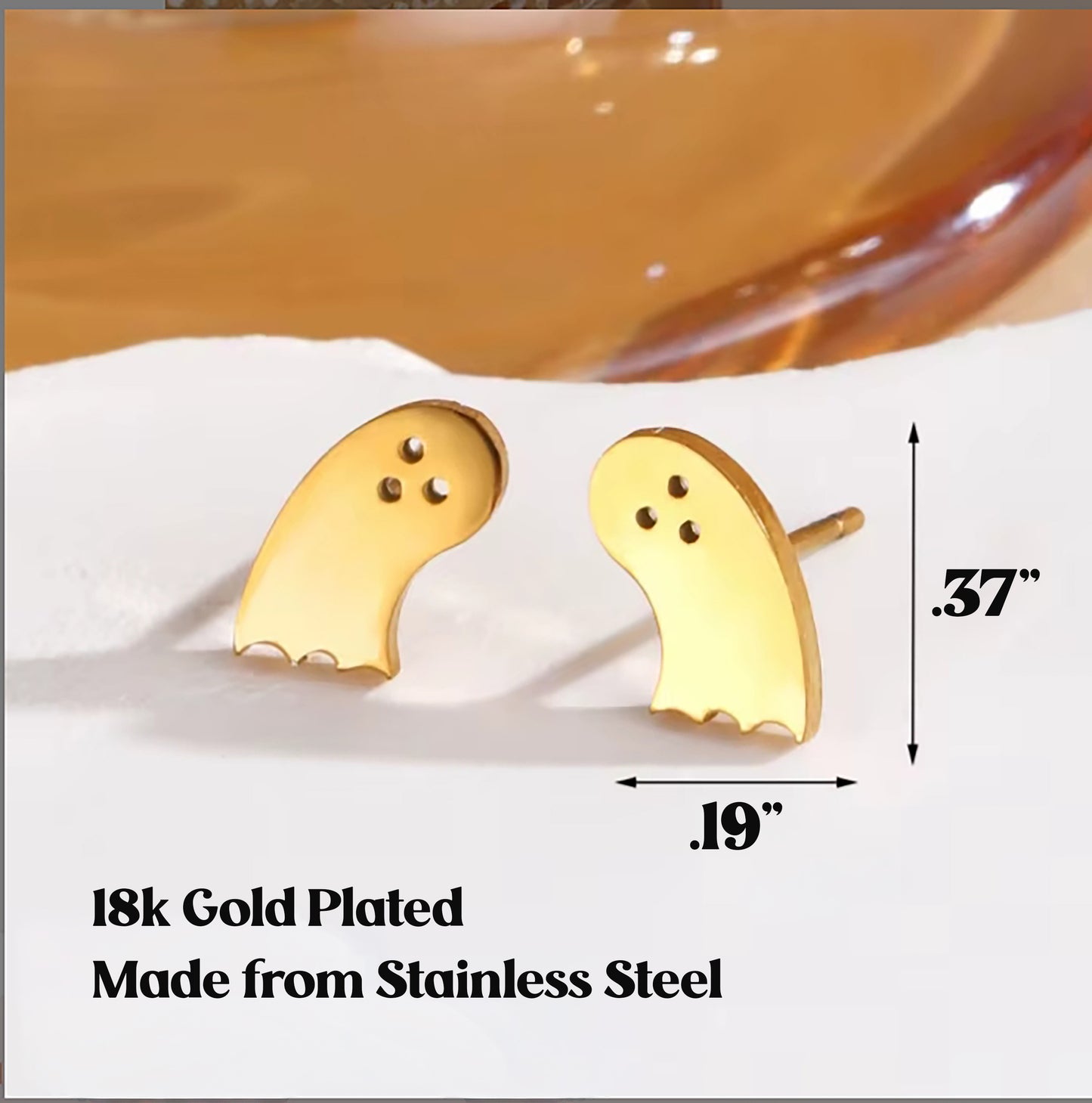 Spooky Cute 18K Gold Plated Halloween Stud Earrings - Pumpkin, Ghost & Spiderweb