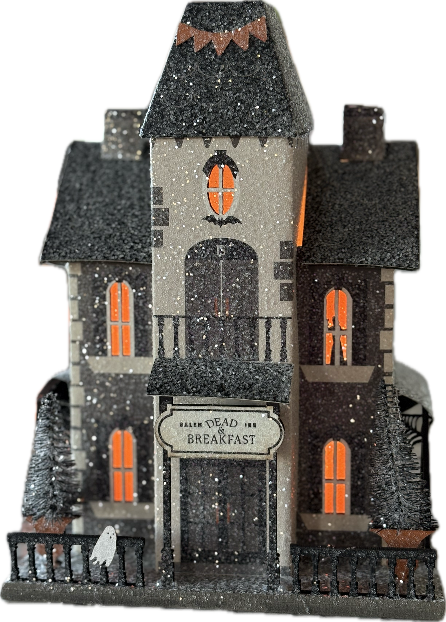 Lighted Haunted House Dead and Breakfast Inn- Halloween Village Decoration
