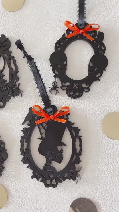 Halloween Ornaments for Tree – Vintage Style Halloween Ornament Set, Spooky Acrylic Halloween Décor