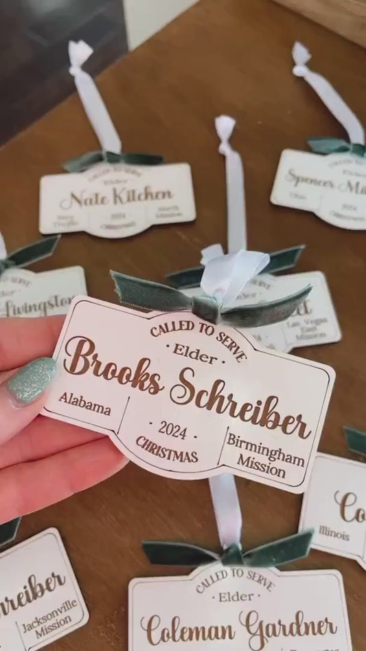 LDS Missionary Custom Engraved Christmas Ornament – Personalized Called to Serve Gift