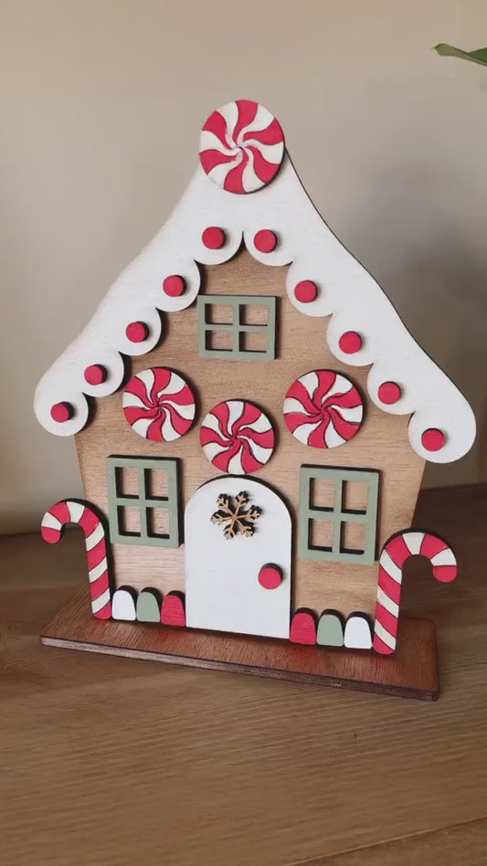 Christmas DIY Gingerbread House Kit - Candy Canes – Paint & Assemble Holiday Craft Set for Kids & Adults