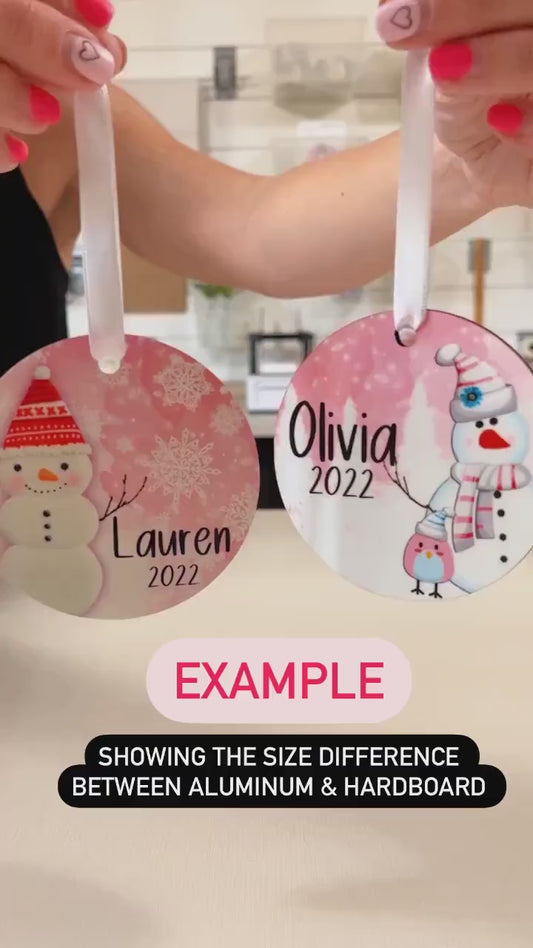 Baby’s First Christmas Ornament 2024 – Personalized Snowman Ornament, Neutral Minimalist Keepsake