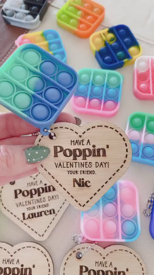 Personalized Valentine Pop Keychain – Custom Classroom Gift for Kids with Heart Card