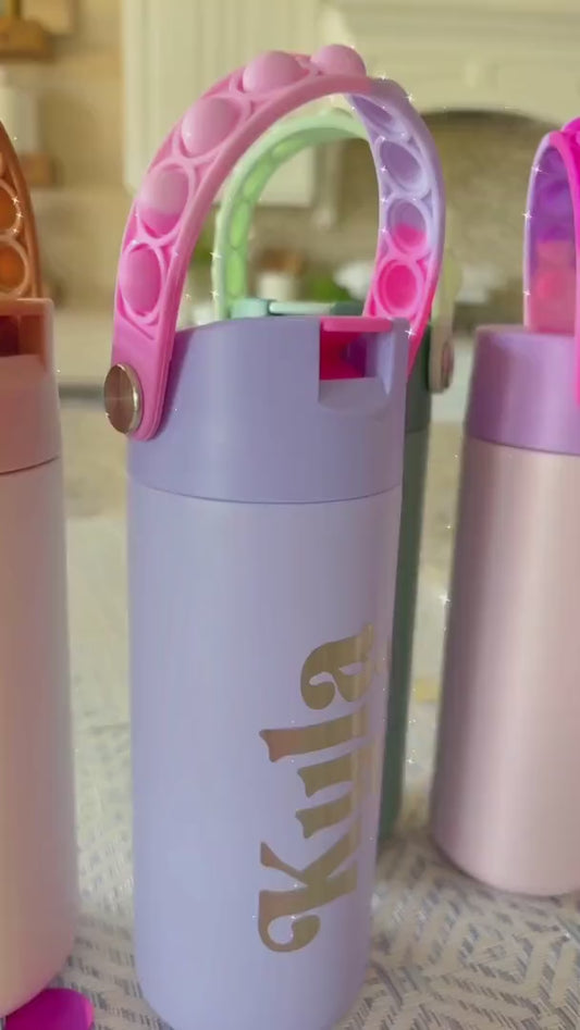 Personalized Water Bottle with Straw for Kids – Engraved Stainless Steel Tumbler