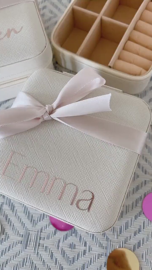 Personalized Travel Jewelry Box – Bridesmaid Gift & Jewelry Organizer