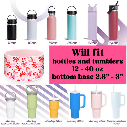 Pink Candy Cane Tumbler Boot - BPA - Free Silicone Cup Protector | Fits 20/30/40oz Tumblers | Holiday Cup Accessory